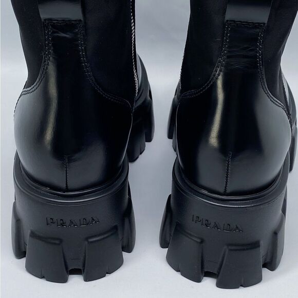 Prada Lug-Sole Tall Leather Combat Boots size 35 - Picture 7 of 16